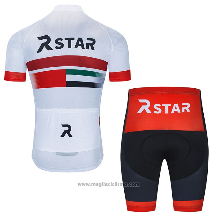 2021 Abbigliamento Ciclismo R Star Bianco Rosso Manica Corta e Salopette